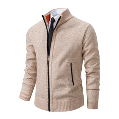 Stand Collar Fleece Zip Cardigan