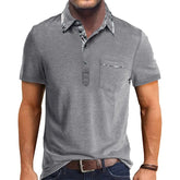 Plaid Collar Short Sleeve Polo