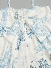 Women's Elegant Cami Top, Striped Printed Fabric, Bow Neck & Front Tie Waist, Slim Sleeveless Camisole. Versatile for Spring & S