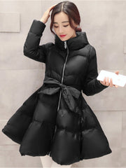 2023 New Fashion Winter Coats Women Warm Outerwea Cotton Padded Jackets Womens Clothing Belt Zipper Parkas Femme A-word Jacket