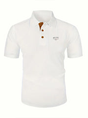 MILANO ITALIA Men's Textured Polo Shirt with Contrast Placket and Buttons
