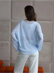 Lightweight Hollow Knit Pullover Sweater