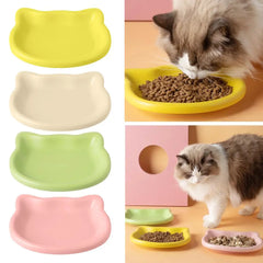 1PC Cat-Shaped Pet Bowls, Pastel Color Cute Animal Design, Non-Slip Pet Food Dish, Ideal for Cats, Trendy Pet Accessory for Home