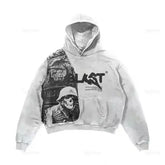 Y2k Zipper Hoodie Letter Pattern Gothic Punk Sportswear Brown Hoodie Sportswear Hoodie Long Sleeve Super Large Hoodie Jacket