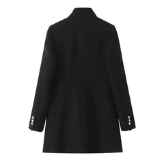 Retro Black Wool Long Coat