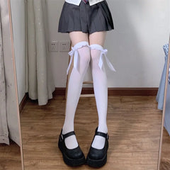 Lace Ribbon Knee High Socks