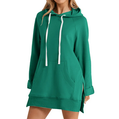 Hooded Slit Hem Hoodie Dress