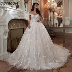 Elegant Ball Gown Off Shoulder Wedding Dress For Women 2026 Princess Bride Sexy Sweetheart Beaded Appliques Lace Up Bridal Gowns