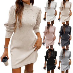 Elegant High Neck Sweater Dress