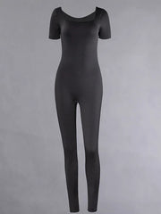 Chic Solid Bodycon Fitness Jumpsuit