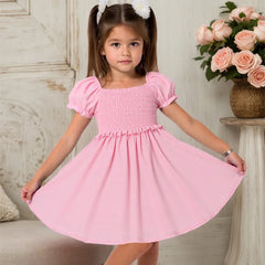 Pink Shirred Princess Summer Dress