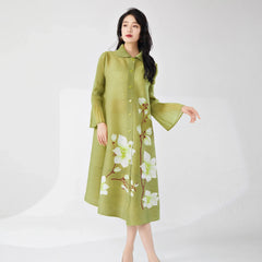 Elegant Pleated Loose Maxi Dress