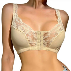 Woman’s Backless Sports Bras Non-Wired Thin Version Lace Minimizer Front Closure Full Bust Bra S-6XL