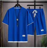 2026 new Summer Men's Sports Set Casual T-Shirt And Shorts Set Male Sports Suit Solid Color Tracksuit Loose Suits Size 3XL