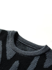 Geometric Knit Contrast Pullover Sweater