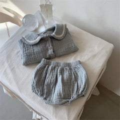 Navy Cotton Baby Outfit Set