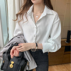 Vintage Striped Loose Shirt Women