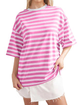 T-Shirts for Women Trendy Womens Summer Tops Color Block Short Sleeve Crewneck Shirt Tops Oversized T Shirts Playeras De Mujeres