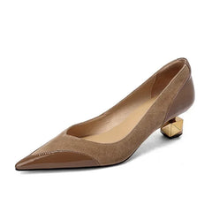 Middle Heel High Heels Women 2026 Spring Autumn Korean Fashion Splicing Pointed Shallow Shaped Heel Thick Pimps Shoes for Women