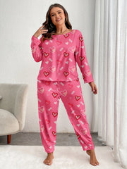 Plus Heart Print Pajama Set