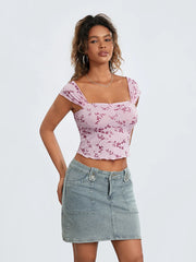 Floral Crop Street Top