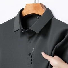 Men's Short Sleeve Solid Color Polo Shirt Breathable Comfortable Elastic Top New Arrivals Casual Business Style