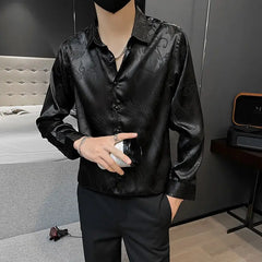 Slim Luxury Print Shirt Men
