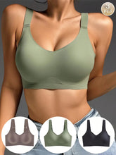 3pcs/Set Wireless Sports Seamless Bras For Large Bust, Minimizing Lifting Effect, Thin Padding, Plus Size