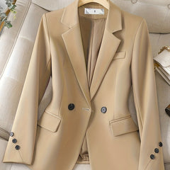 Beige Office Tailored Blazer Womens