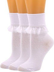 Women Ankle Socks, Women Lace Ruffle Frilly Ankle Socks Fashion Ladies Girl Princess