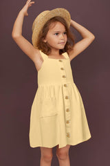 Girl'S Spaghetti Strap Button down Midi Sleeveless Summer Casual Sundress A-Line Dress with Pockets