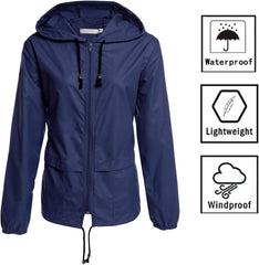 Women'S Lightweight Hooded Raincoat Waterproof Packable Active Outdoor Rain Jacket (S-3XL)