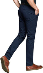 Mens Tapered Flat Front Casual Dress Pants, Chinos Pants Men
