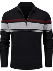 Stripe Zip Knit Pullover