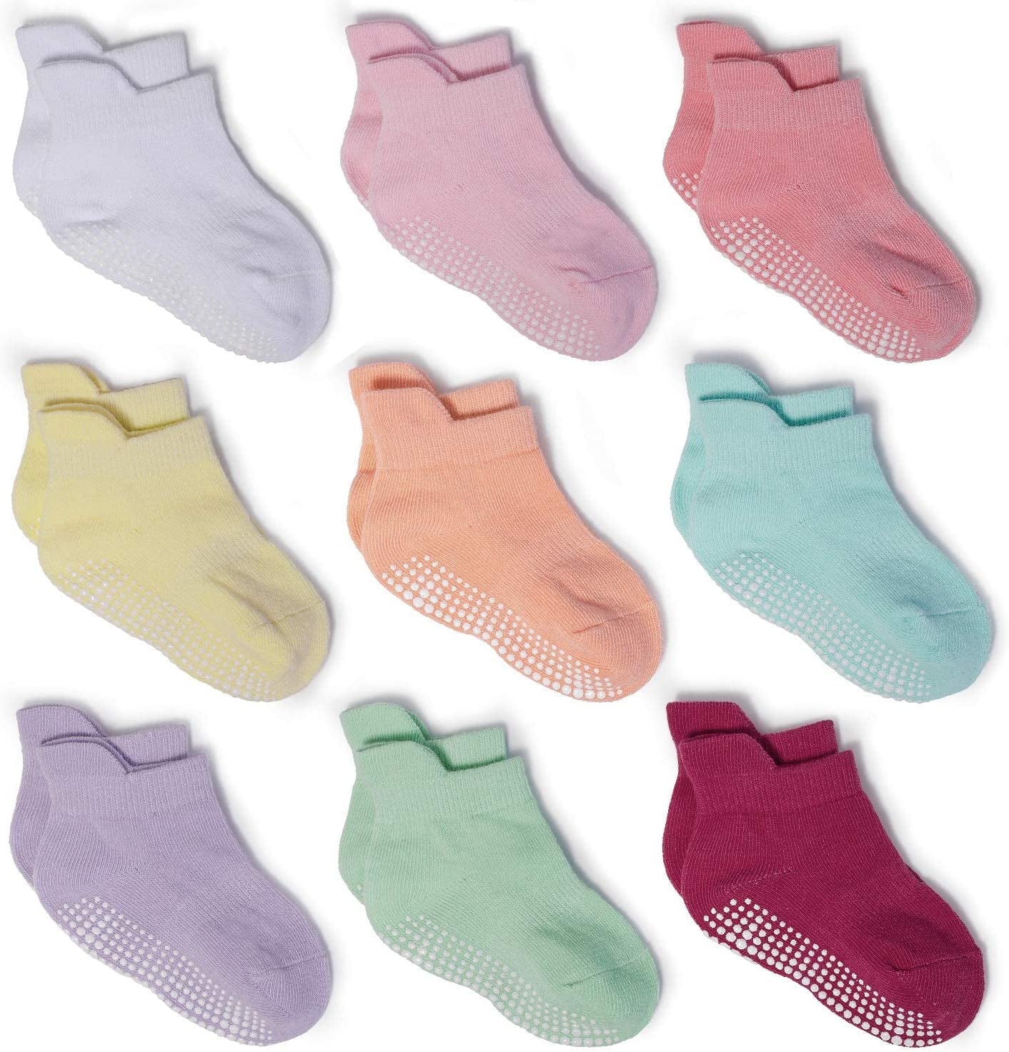 Baby Non Slip Grip Ankle Socks with Non Skid Soles for Infants Toddlers Kids Boys Girls
