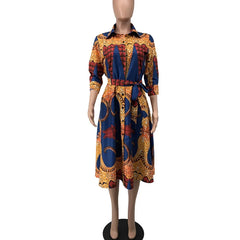 Women African Print Dress Dashiki Traditional Dress Outfits Attire 2022 Fashion 3/4 Sleeve Party Evening African Dresses Women