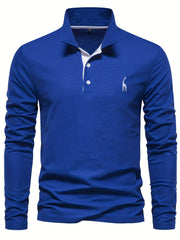 Embroidered Polo Long Sleeve Top
