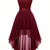 Asymmetric Lace Bow Waist Dress