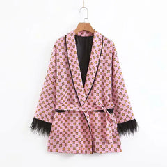 Women Jacket for Women Fashion Suit Jacket with Fringed Print
