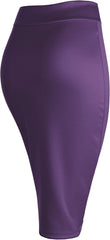 Women'S Elastic Waist Stretch Bodycon Midi Knee Length Pencil Skirt for Office