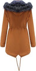 Women'S Hooded Warm Winter Parka Coat Fleece Lined Long Thichkened Winter Jacket with Faux Removable Fur Hood