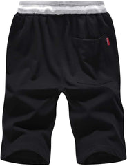 Men'S Shorts Sweat Casual Comfortable, Stylish with Secure Zipper Pockets Elastic Waist Drawstring