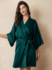 Women'S Silk Robe Satin Kimono Robe for Bride Bridesmaids Short Bridal Party Robes Wedding Loungewear XS-XXL