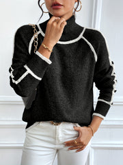 Color Block Ribbed Winter Pullover