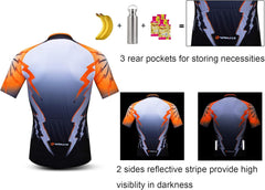 Men'S Cycling Jerseys Tops Biking Shirts Short Sleeve Bike Clothing Full Zipper Bicycle Jacket with Pockets