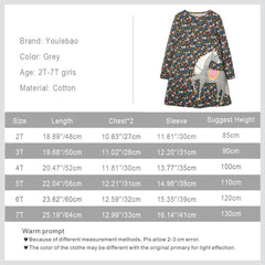 Girls Cotton Long Sleeve Casual Cartoon Appliques Striped Jersey Dresses