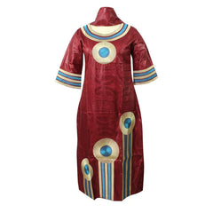 African Dresses for Women Elegant Floral Embroidered plus Size Robe Scoop Neck Attire with Scarf