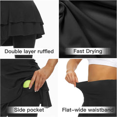 Tennis Skirted Leggings with Pockets for Women Golf Skapri Leggings with Skirt