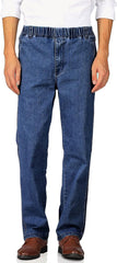 Mens Casual Loose Fit Elastic Waist Jeans Denim Pants