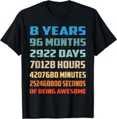 8Th Birthday Boy Kids Youth Shirt 8 Years Old Being Awesome T-Shirt